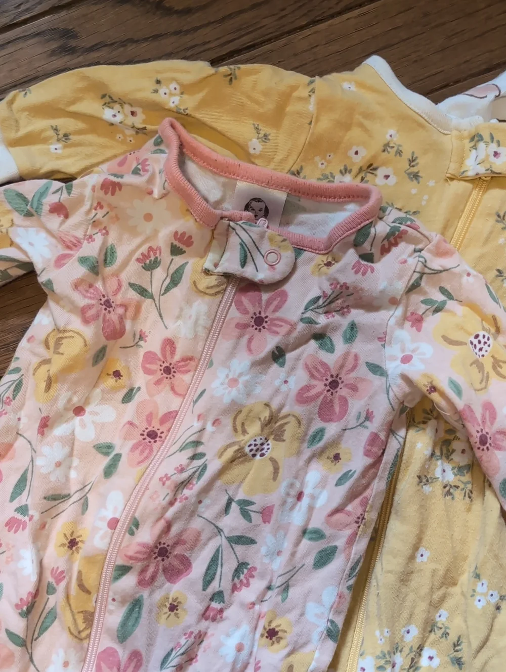 Assorted Baby Girl Footed Sleepers - Pastel Pink, Yellow, Mint, Cream